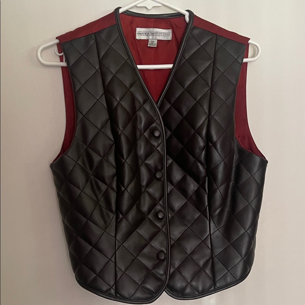 Banana Republic Quilted Leather Vest - Black and Red